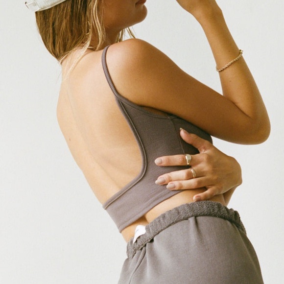 Joah brown Mauve Low back Crop top - Picture 3 of 4